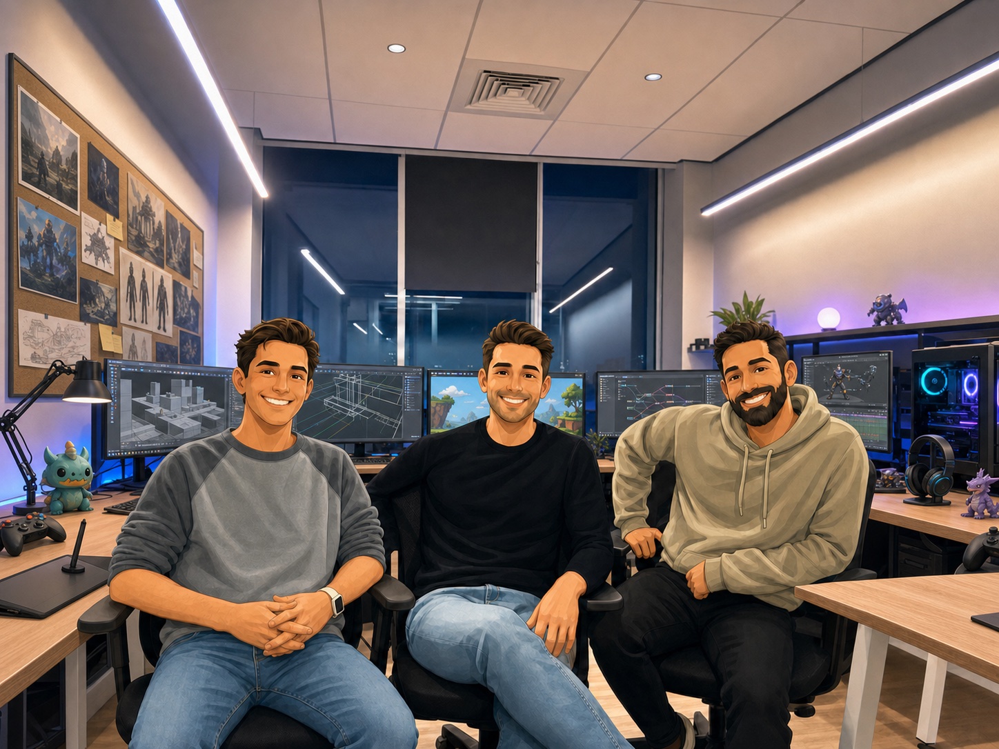 Illustration of the Tagada founding team in their studio